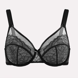 Sheer Lace Underwire Bra - Black